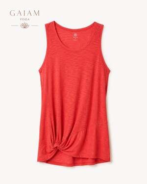 Gaiam Twist Front Yoga Tank Coral Slub Activewear Women’s Large